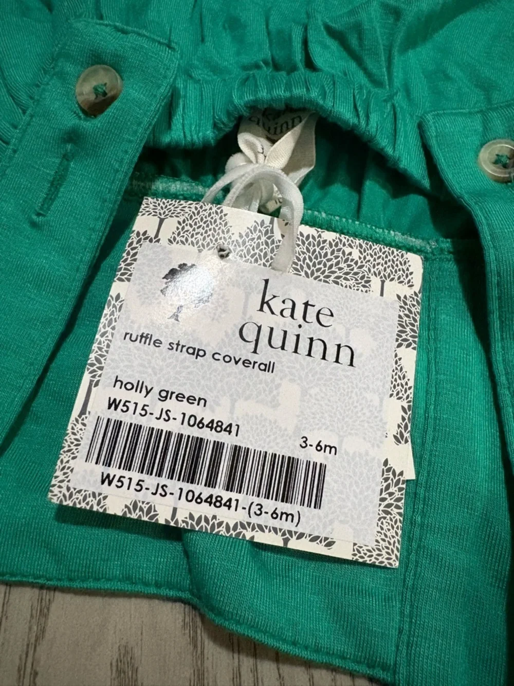 Kate Quinn Green Romper/Coverall Size 3-6 Months NWT